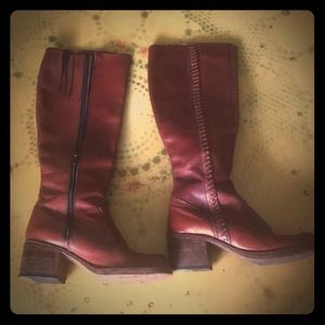 Vintage oxblood leather riding boots